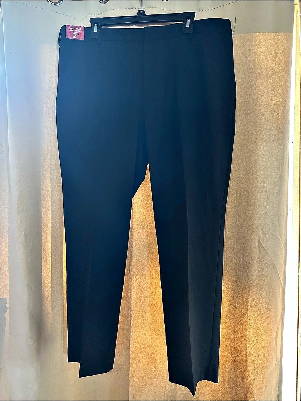 Van Heusen Flex Straight Fit Flat Front Pants Black Waist 38
